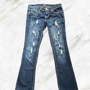 Soundgirl distressed studded stretchy jeans